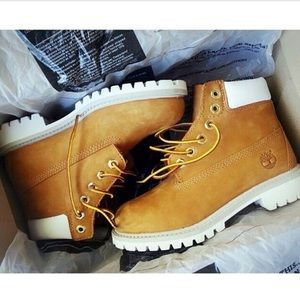 Timberland Boots w/ White Trim